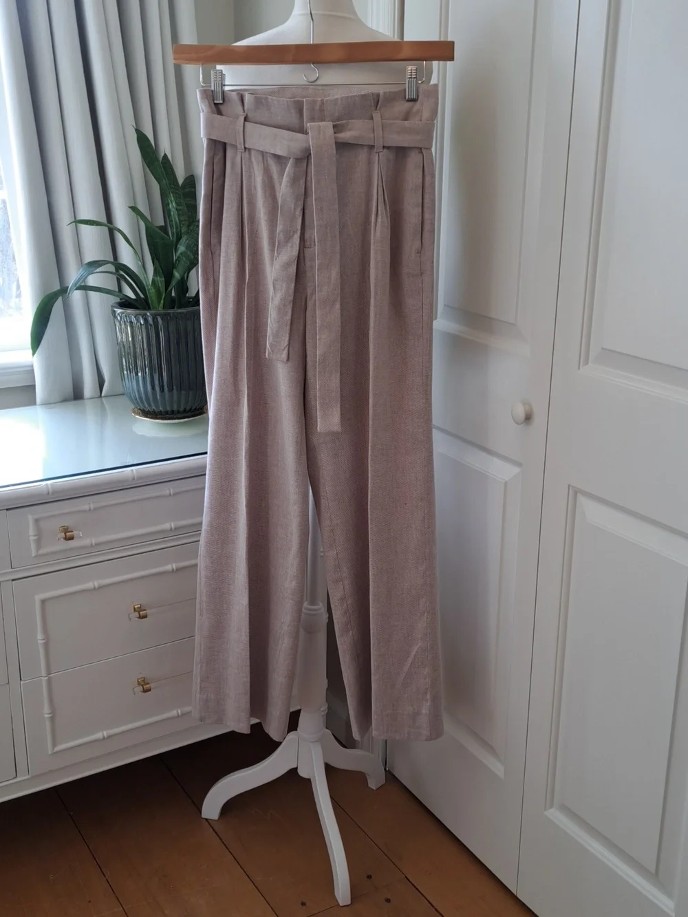 NWT Banana Republic Womens Linen Blend Wide Leg High-Rise Trouser Pants 6‎